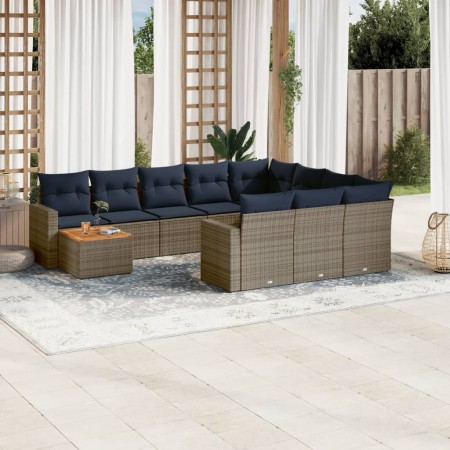 Set de sofás de jardín 11 pzas y cojines ratán sintético gris de , Conjuntos de jardín - Ref: Foro24-3256642, Precio: 794,30 ...