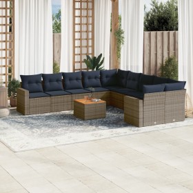 Set de sofás de jardín 11 pzas y cojines ratán sintético gris de , Conjuntos de jardín - Ref: Foro24-3256649, Precio: 794,30 ...