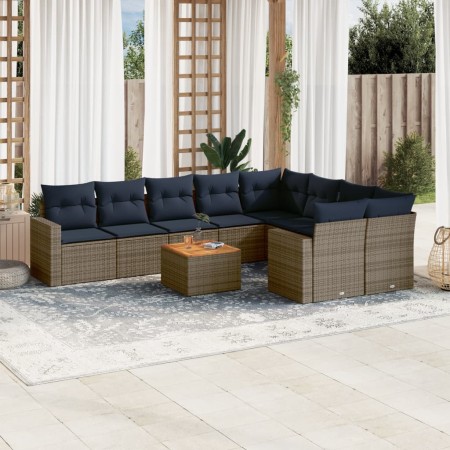 Set de sofás de jardín 10 pzas con cojines ratán sintético gris de , Conjuntos de jardín - Ref: Foro24-3256614, Precio: 737,0...
