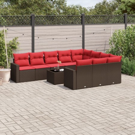 Set de sofás de jardín 11 pzas cojines ratán sintético marrón de , Conjuntos de jardín - Ref: Foro24-3219494, Precio: 752,86 ...
