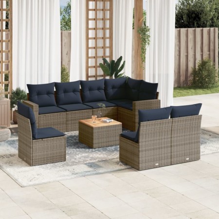 Set de sofás de jardín 9 pzas con cojines ratán sintético gris de , Conjuntos de jardín - Ref: Foro24-3256495, Precio: 640,55...