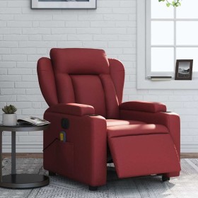 Sillón de masaje reclinable de cuero artificial rojo tinto de , Sillones - Ref: Foro24-3204541, Precio: 270,87 €, Descuento: %