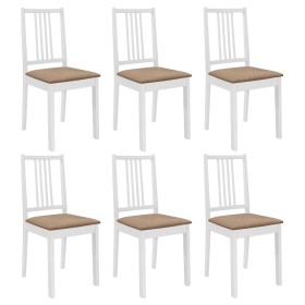 Sillas de comedor con cojines de madera maciza blanca 6 unidades en Sillas de comedor | Comprar online en Foru.es
