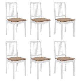 Sillas de comedor con cojines de madera maciza blanca 6 unidades en Sillas de comedor | Comprar online en Foru.es