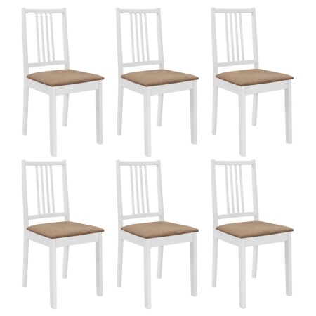 Sillas de comedor con cojines de madera maciza blanca 6 unidades en Sillas de comedor | Comprar online en Foru.es