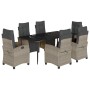 Set comedor jardín 7 pzas y cojines ratán sintético gris claro de , Conjuntos de jardín - Ref: Foro24-3213035, Precio: 1,00 €...