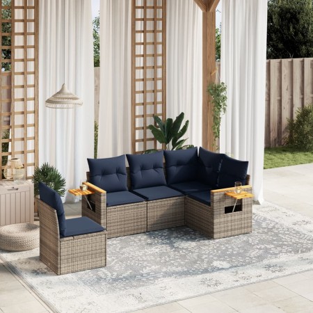Set de sofás de jardín 5 pzas con cojines ratán sintético gris | Foro24.es | Tu tienda online para hogar, jardín y más Foro24.es