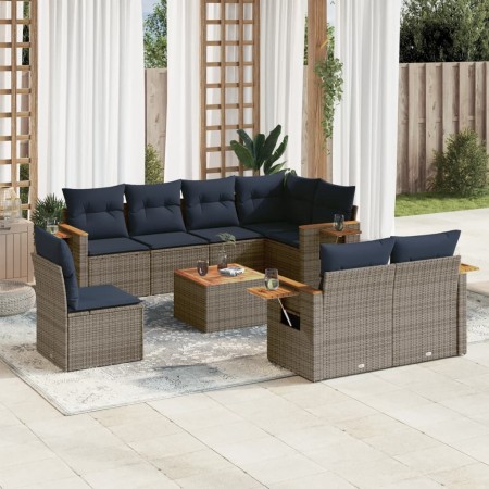 Set de sofás de jardín 9 pzas con cojines ratán sintético gris | Foro24.es | Tu tienda online para hogar, jardín y más Foro24.es