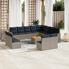 Set sofás de jardín con cojines 13 piezas ratán sintético gris de , Conjuntos de jardín - Ref: Foro24-3256705, Precio: 966,28...