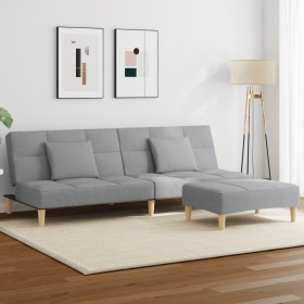 Sofá cama de 2 plazas con taburete tela gris claro de , Sofás - Ref: Foro24-3258103, Precio: 317,35 €, Descuento: %