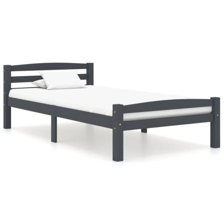Estructura de cama madera maciza pino gris oscuro 100x200 cm de vidaXL, Camas y somieres - Ref: Foro24-322090, Precio: 121,39...