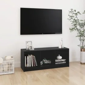 Mueble de TV madera maciza de pino negro 104x33x41 cm de vidaXL, Muebles TV - Ref: Foro24-809964, Precio: 42,37 €, Descuento: %
