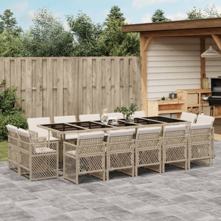 Set comedor de jardín con cojines 15 pzas ratán sintético beige | Foro24.es | Tu tienda online para hogar, jardín y más Foro24.es