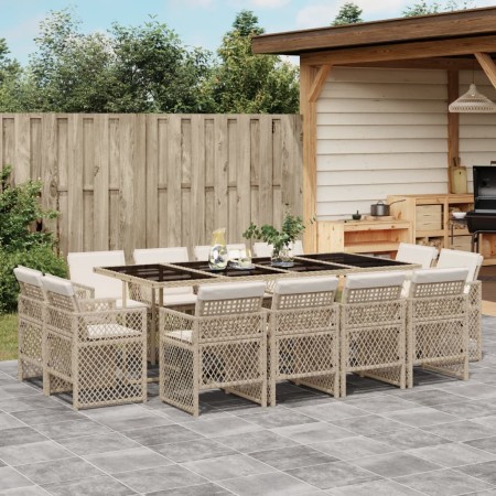 Set comedor de jardín con cojines 13 pzas ratán sintético beige | Foro24.es | Tu tienda online para hogar, jardín y más Foro24.es