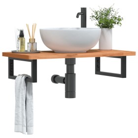 Estante de lavabo de pared de acero y madera maciza de haya de , Tocadores de baño - Ref: Foro24-3302365, Precio: 74,02 €, De...