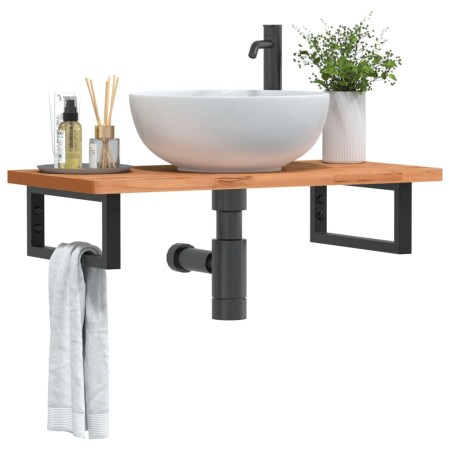 Estante de lavabo de pared de acero y madera maciza de haya de , Tocadores de baño - Ref: Foro24-3302365, Precio: 74,02 €, De...