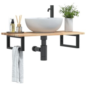 Estante de lavabo de pared acero y madera maciza de acacia de , Tocadores de baño - Ref: Foro24-3302669, Precio: 71,58 €, Des...