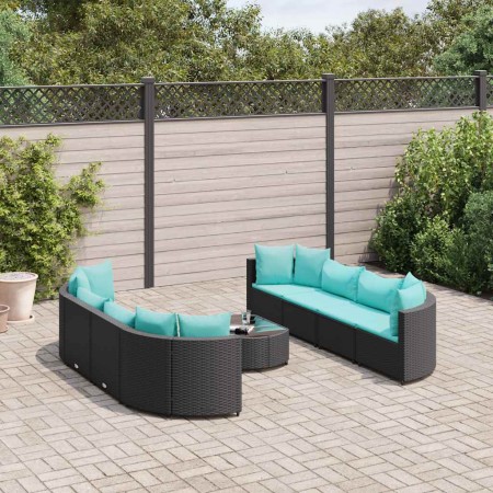 Set de sofás de jardín con cojines 9 pzas ratán sintético negro de , Conjuntos de jardín - Ref: Foro24-3308428, Precio: 652,9...