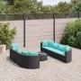 Set de sofás de jardín con cojines 9 pzas ratán sintético negro de , Conjuntos de jardín - Ref: Foro24-3308428, Precio: 652,9...