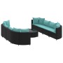 Set de sofás de jardín con cojines 9 pzas ratán sintético negro de , Conjuntos de jardín - Ref: Foro24-3308428, Precio: 652,9...