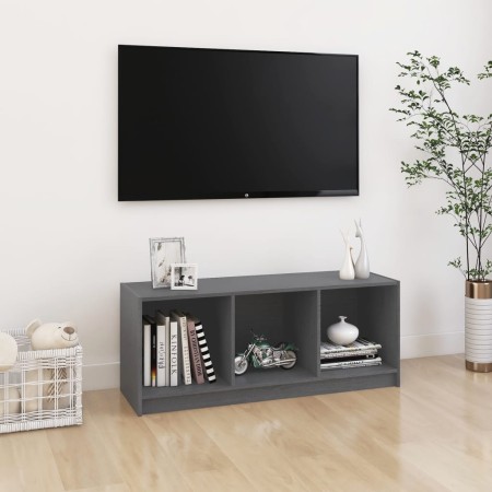 Mueble de TV madera maciza de pino gris 104x33x41 cm de vidaXL, Muebles TV - Ref: Foro24-809962, Precio: 52,59 €, Descuento: %