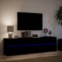 Mueble de TV con LED madera de ingeniería negro 180x34x50 cm de , Muebles TV - Ref: Foro24-3307927, Precio: 188,18 €, Descuen...