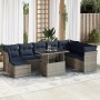 Set sofás jardín y cojines 9 pzas ratán sintético acacia gris de , Conjuntos de jardín - Ref: Foro24-3326212, Precio: 699,38 ...