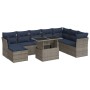 Set sofás jardín y cojines 9 pzas ratán sintético acacia gris de , Conjuntos de jardín - Ref: Foro24-3326212, Precio: 699,38 ...