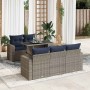 Set sofás jardín y cojines 6 pzas ratán sintético acacia gris de , Conjuntos de jardín - Ref: Foro24-3326252, Precio: 501,88 ...
