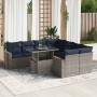 Set sofás jardín y cojines 9 pzas ratán sintético acacia gris de , Conjuntos de jardín - Ref: Foro24-3326292, Precio: 719,19 ...