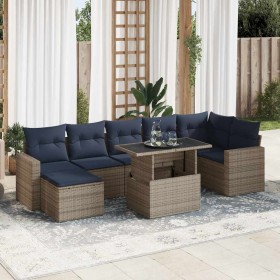 Set sofás jardín y cojines 7 pzas ratán sintético acacia gris de , Conjuntos de jardín - Ref: Foro24-3326362, Precio: 617,87 ...