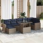 Set sofás jardín y cojines 7 pzas ratán sintético acacia gris de , Conjuntos de jardín - Ref: Foro24-3326362, Precio: 617,87 ...