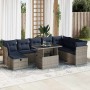 Set sofás jardín y cojines 9 pzas ratán sintético acacia gris de , Conjuntos de jardín - Ref: Foro24-3327801, Precio: 699,33 ...