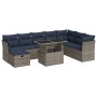 Set sofás jardín y cojines 9 pzas ratán sintético acacia gris de , Conjuntos de jardín - Ref: Foro24-3327801, Precio: 699,33 ...