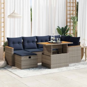 Comprar Set sofás jardín y cojines 7 pzas ratán