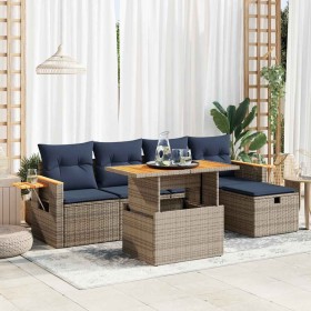 Comprar Set sofás jardín y cojines 6 pzas ratán