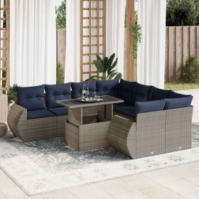 Set sofás jardín y cojines 9 pzas ratán sintético acacia gris de , Conjuntos de jardín - Ref: Foro24-3326612, Precio: 744,85 ...