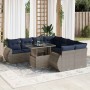 Set sofás jardín y cojines 9 pzas ratán sintético acacia gris de , Conjuntos de jardín - Ref: Foro24-3326612, Precio: 744,85 ...