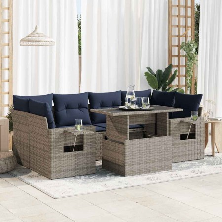 Set sofás jardín y cojines 7 pzas ratán sintético acacia negro de , Conjuntos de jardín - Ref: Foro24-3326432, Precio: 590,70...