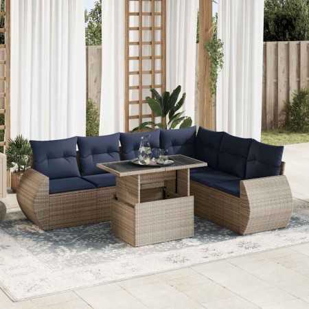 Set sofás jardín y cojines 7 pzas ratán sintético acacia gris | Foro24.es | Tu tienda online para hogar, jardín y más Foro24.es