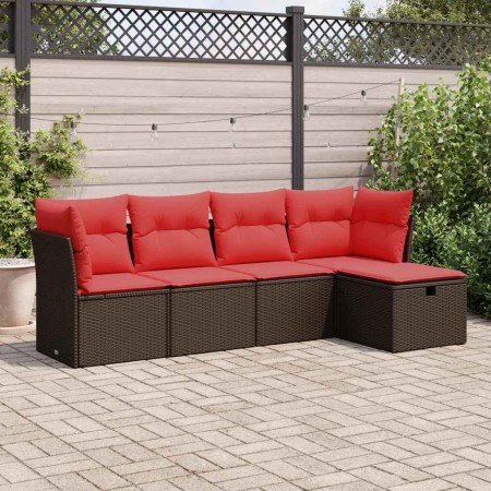 Set comedor de jardín 5 piezas y cojines ratán sintético marrón | Foro24.es | Tu tienda online para hogar, jardín y más Foro24.es