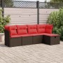 Set comedor de jardín 5 piezas y cojines ratán sintético marrón | Foro24.es | Tu tienda online para hogar, jardín y más Foro24.es