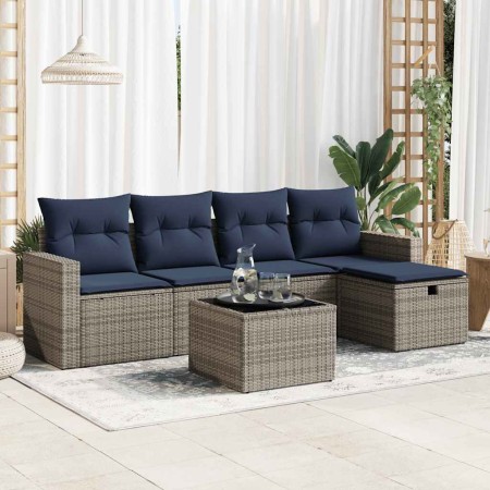 Set de muebles de jardín 6 pzas y cojines ratán sintético gris de , Conjuntos de jardín - Ref: Foro24-3325377, Precio: 406,17...