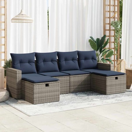 Set de muebles de jardín 6 pzas y cojines ratán sintético gris | Foro24.es | Tu tienda online para hogar, jardín y más Foro24.es