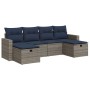 Set de muebles de jardín 6 pzas y cojines ratán sintético gris | Foro24.es | Tu tienda online para hogar, jardín y más Foro24.es