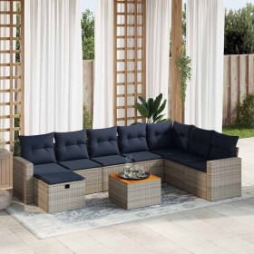 Set de sofás de jardín con cojines 9 pzas ratán sintético gris de , Conjuntos de jardín - Ref: Foro24-3325806, Precio: 623,68...