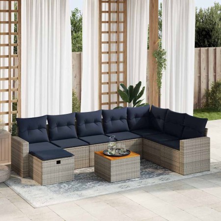 Set de sofás de jardín con cojines 9 pzas ratán sintético gris de , Conjuntos de jardín - Ref: Foro24-3325806, Precio: 623,68...