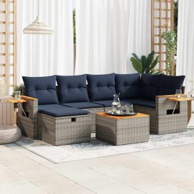 Set de sofás de jardín 7 pzas con cojines ratán sintético gris de , Conjuntos de jardín - Ref: Foro24-3325981, Precio: 503,03...