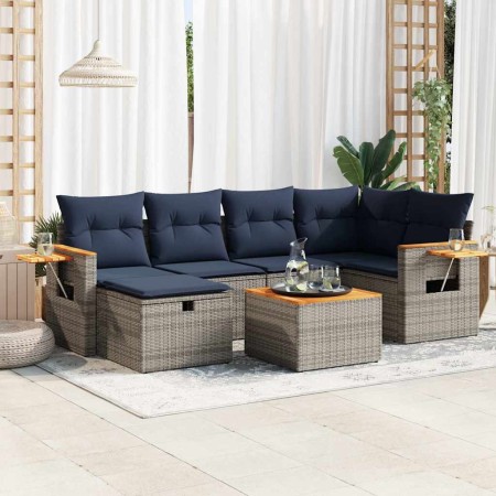 Set de sofás de jardín 7 pzas con cojines ratán sintético gris de , Conjuntos de jardín - Ref: Foro24-3325981, Precio: 503,03...
