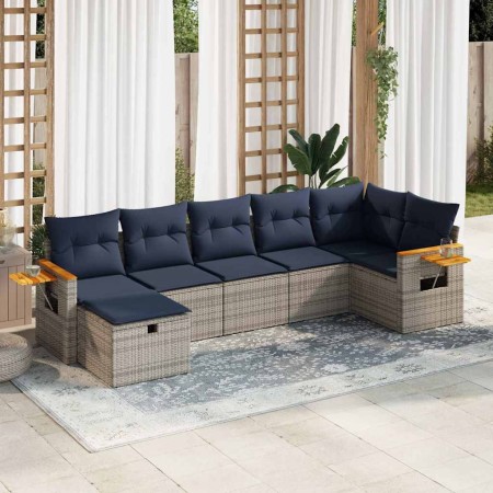 Set de sofás de jardín 7 pzas con cojines ratán sintético gris de , Conjuntos de jardín - Ref: Foro24-3325988, Precio: 540,14...